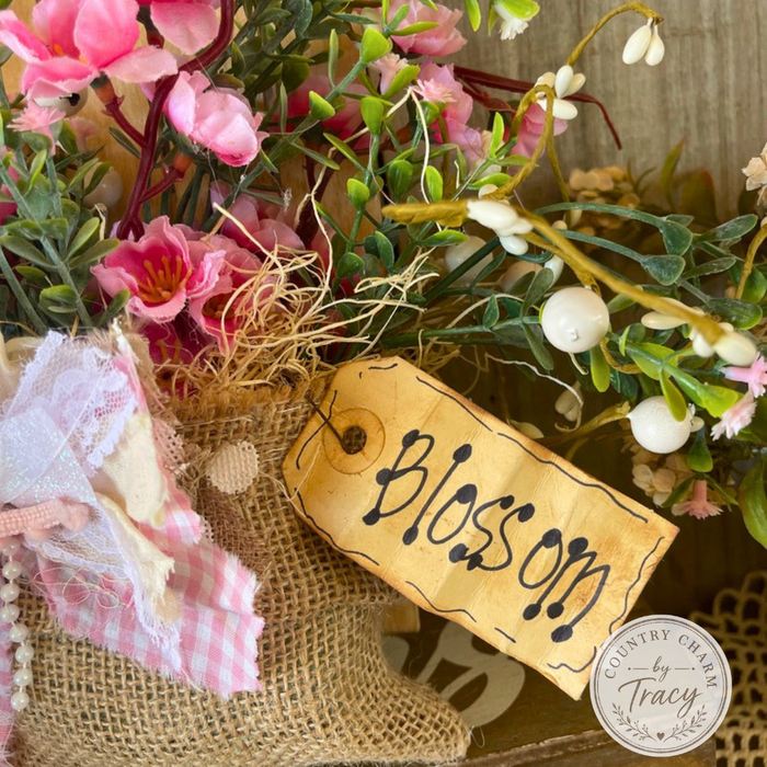 Cherry Blossom and Berries Picket Pocket Floral Decor