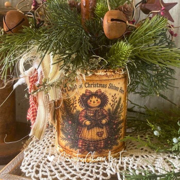 Christmas Annie Tin Can Light Decor