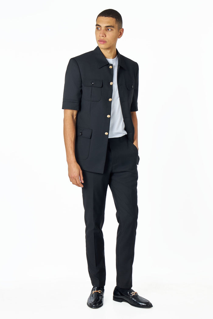 CLASSIC BLACK SAFARI BUSH JACKET GOLD BUTTONS