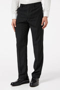 Men's Classic Black White Pinstripe Single Breasted 5-Piece Suit Bundle