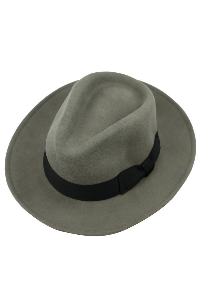 Crushable Fedora 100% Wool Wide Brim Grey Hat