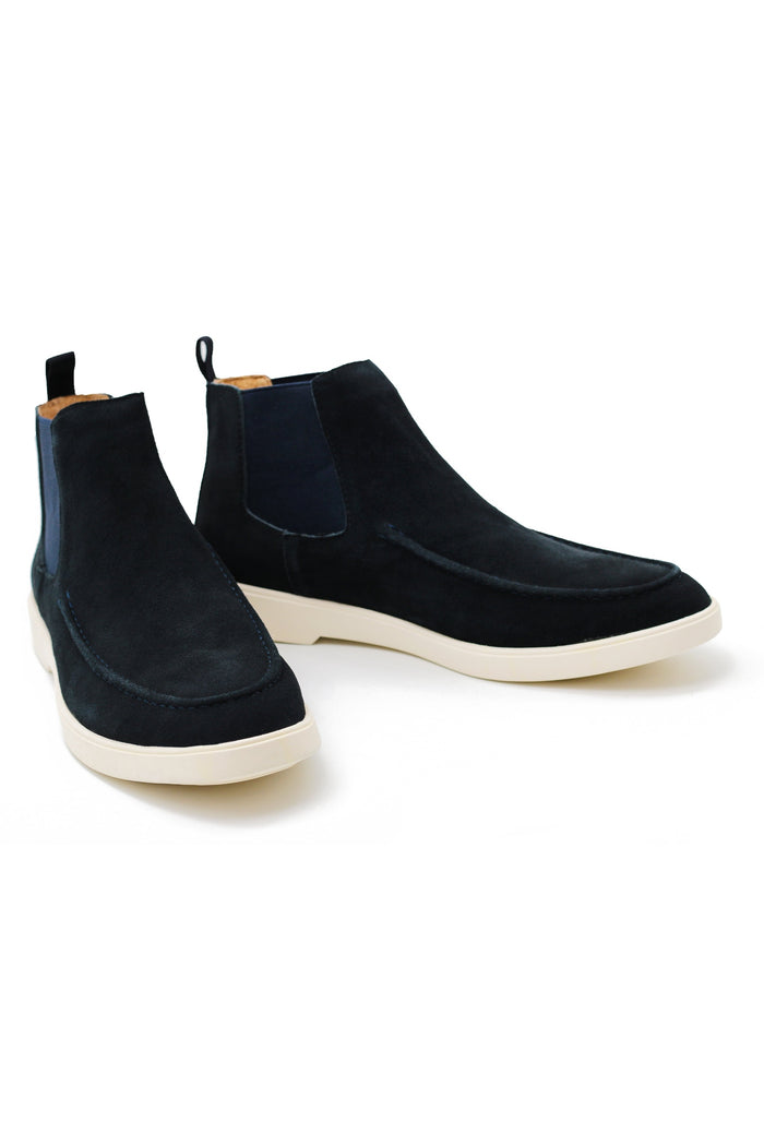Dark Navy Suede Chelsea Boots Low Top