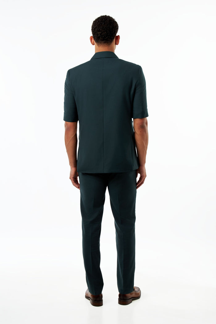 Deep Forest Green Safari Tailored 2 Piece Suit | Short Sleeve