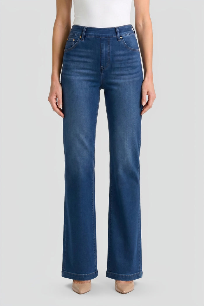 Denim Pull-On Flare Bootcut Jeans, Denim | Ming Wang