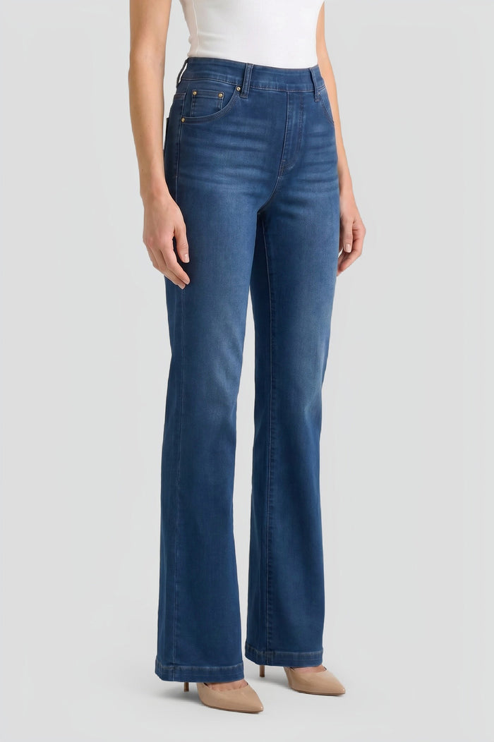 Denim Pull-On Flare Bootcut Jeans, Denim | Ming Wang