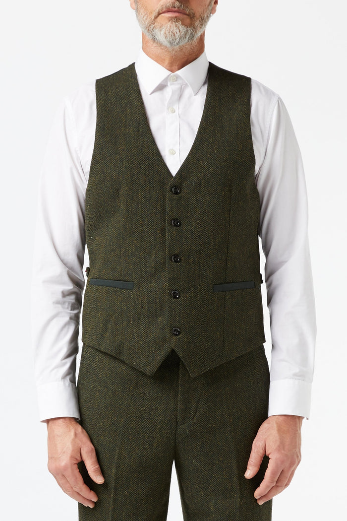 EDWARD HERRINGBONE TWEED SUIT IN OLIVE