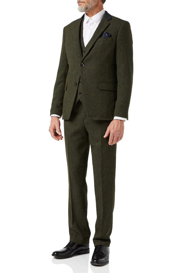 EDWARD OLIVE HERRINGBONE TWEED JACKET