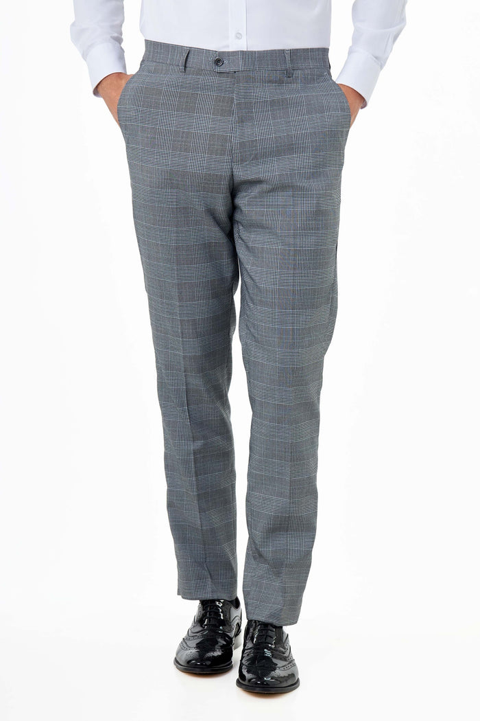EKON - Grey Prince of Wales Check Suit Tailored Fit