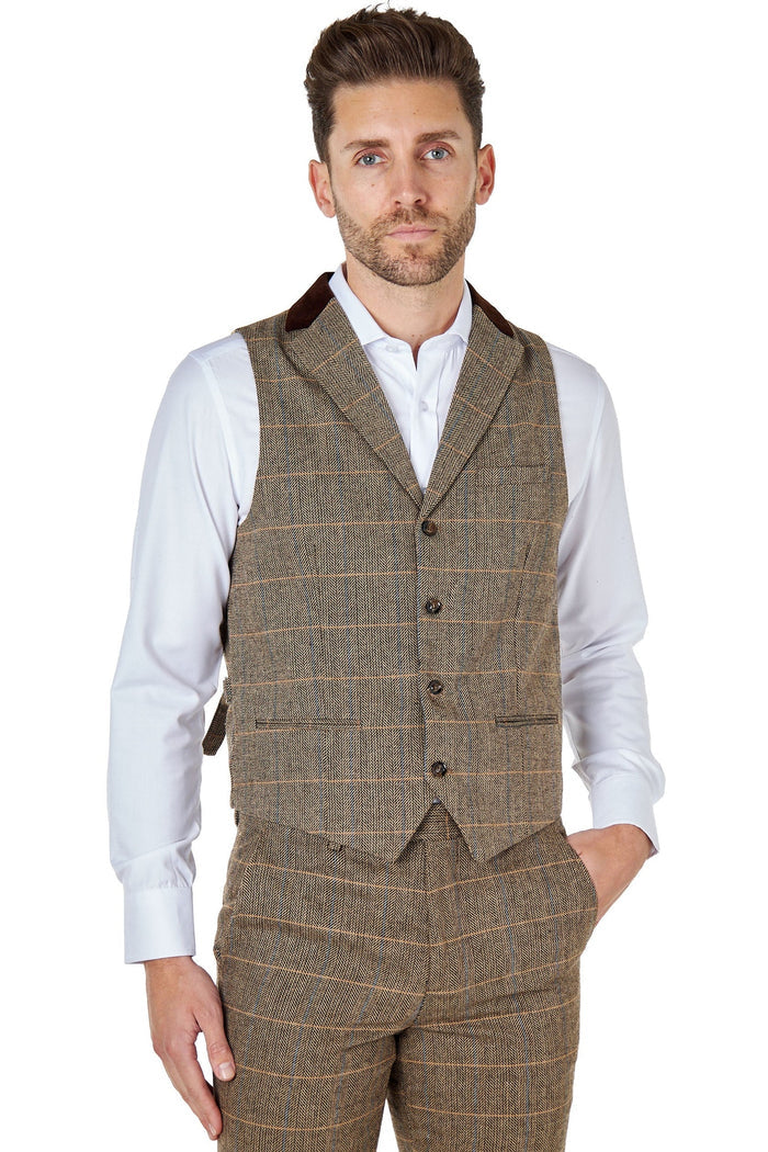 Elton Brown tweed check waistcoat
