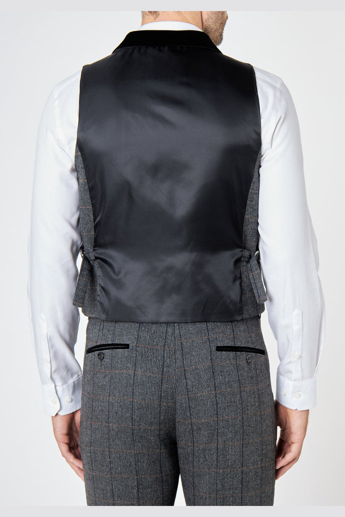 Elton Grey tweed check waistcoat