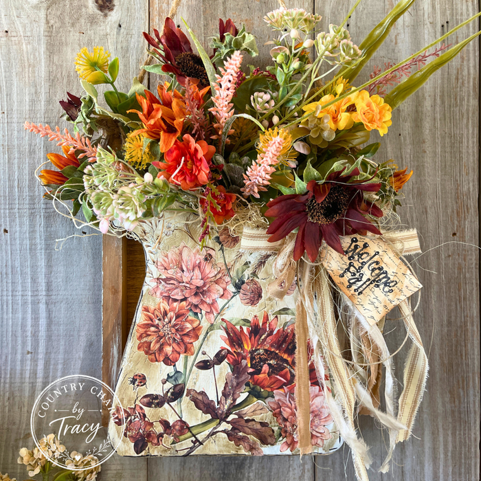 Fall Floral Wood Pitcher Hanger