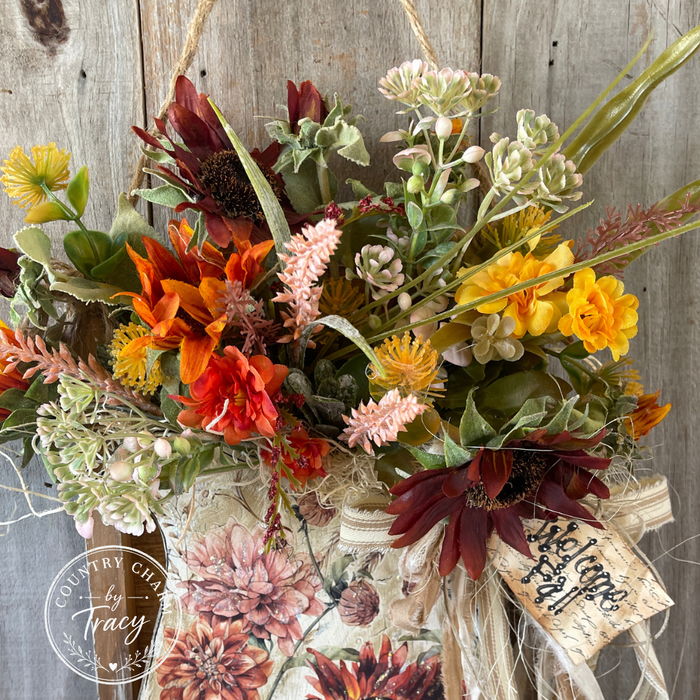 Fall Floral Wood Pitcher Hanger