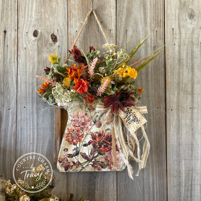 Fall Floral Wood Pitcher Hanger