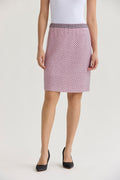 Shell Stitch Straight Knit Skirt, Perfect Pink/Black | Ming Wang