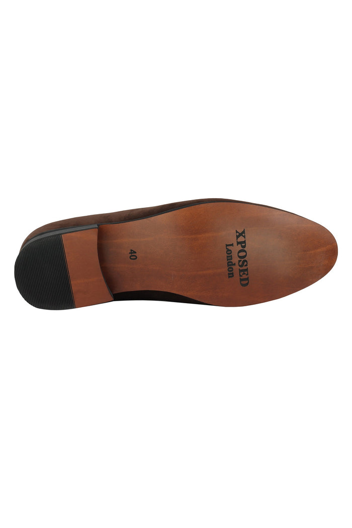 FAUX LEATHER LOAFERS IN COFFEE