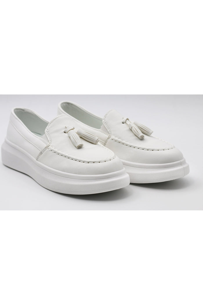 FAUX LEATHER TASSEL SNEAKERS