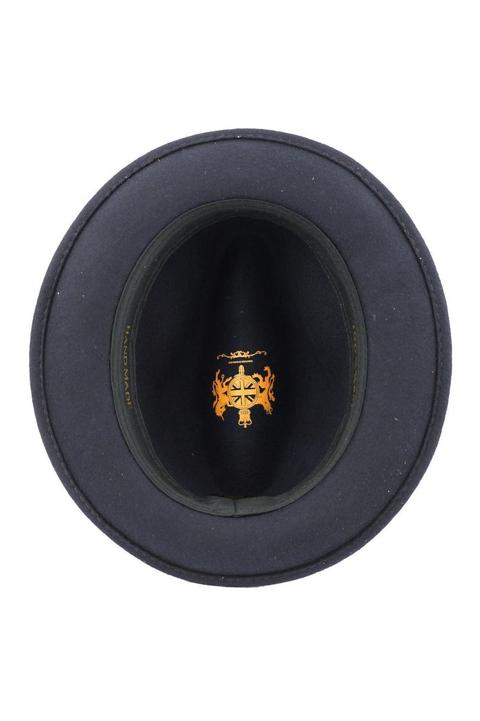 Feather Navy Hat 100% Felt Wool Crushable Fedora Brim - CC308