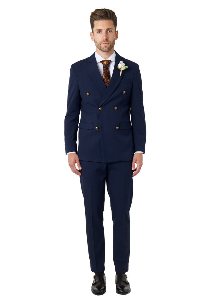 FINLEY – Navy Prince of Wales Checks Double Breasted 2 Piece Suit