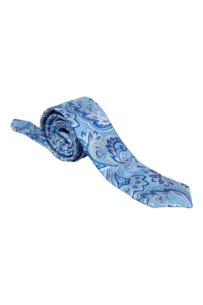FROZEN BLUE FLORAL PAISLEY NECK TIE SET