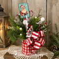 Fun and Festive Santa Arrangement - Handcrafted Vintage Farmhouse Christmas Centerpiece