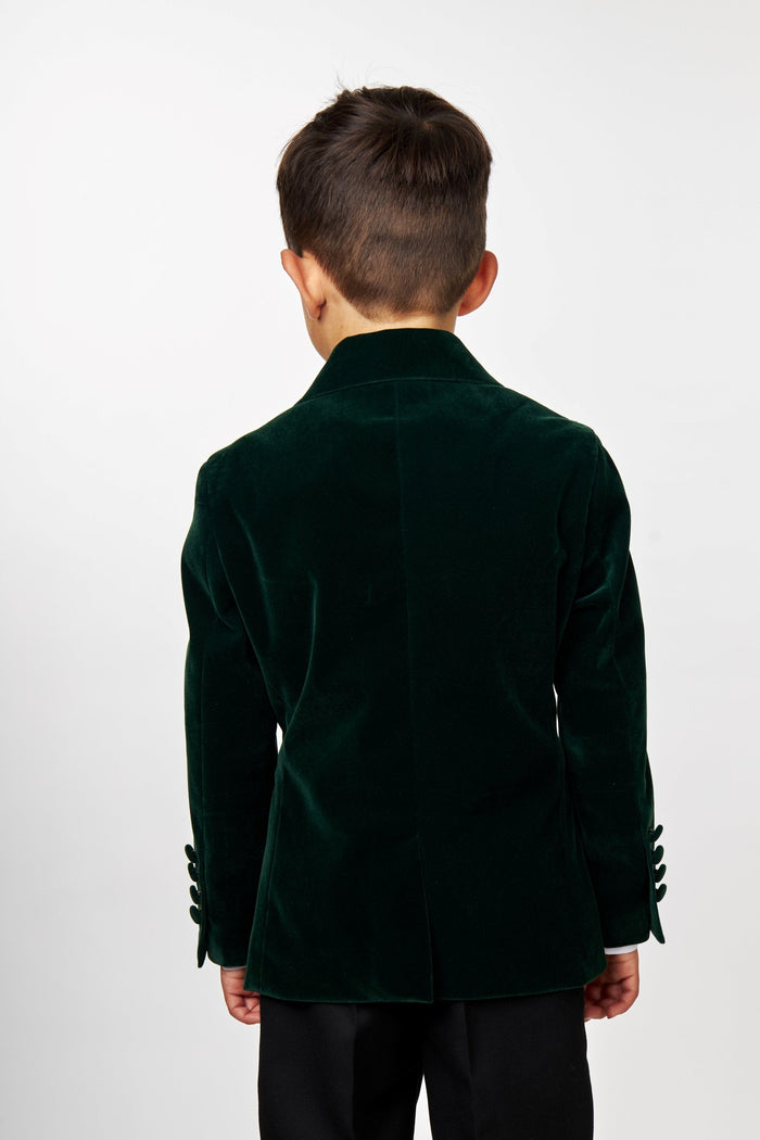 GARY - BOYS JACKET KIDS GREEN VELVET BLAZER