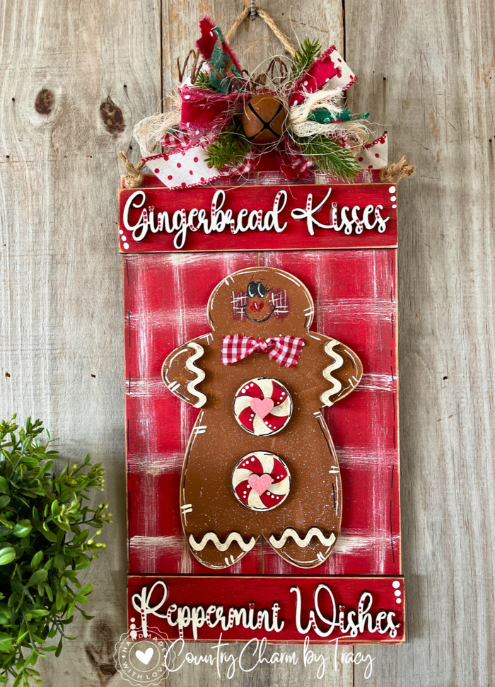 Gingerbread Kisses & Peppermint Wishes Pallet Sign