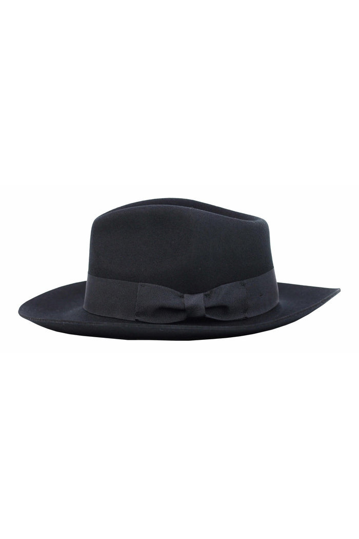 Gladwin Bond 100% Wool Black Fedora Stiff Hat