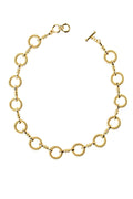 Gold Ribbed Circle Link Short Necklace | Ming Wang