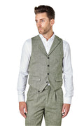 GREEN HERRINGBONE COLLARED WAISTCOAT