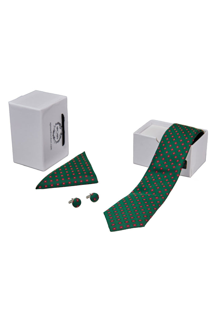 GREEN MINI FLORAL NECK TIE SET