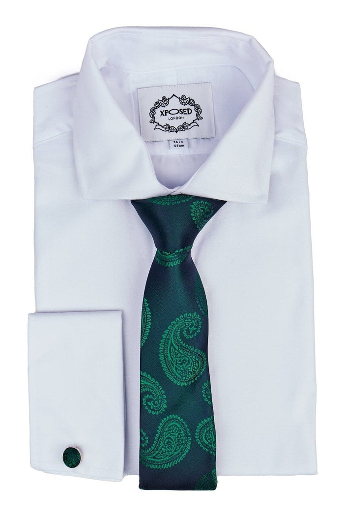 GREEN PAISLEY PRINT NECKTIE SET