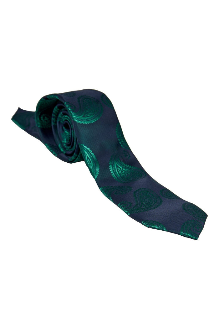 GREEN PAISLEY PRINT NECKTIE SET