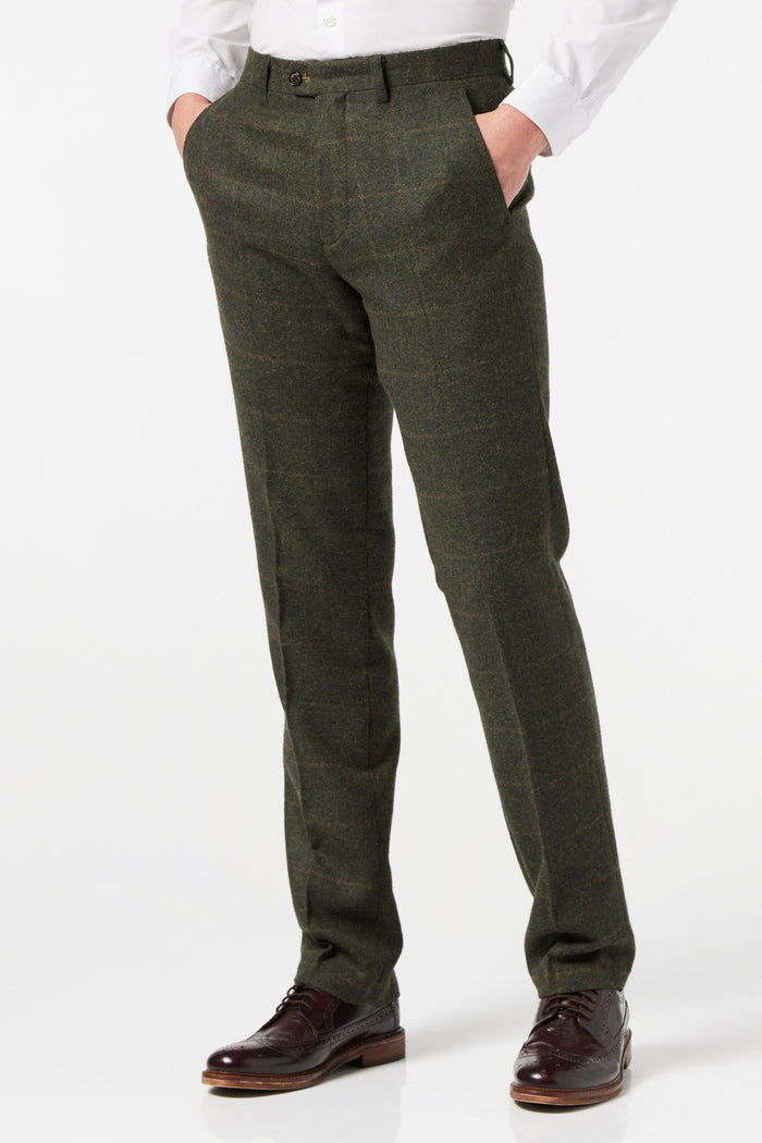 Green Tweed Check Suit Trouser - X6680-2