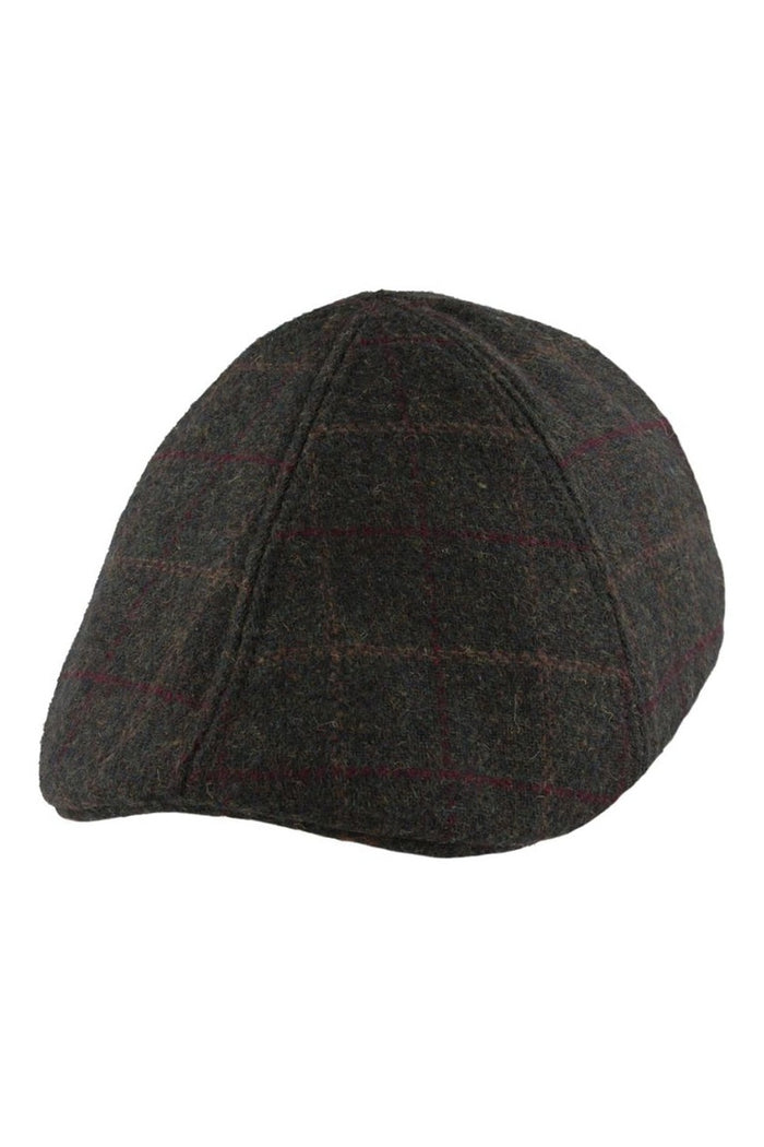 GREEN WOOL BLEND TWEED FLAT CAP