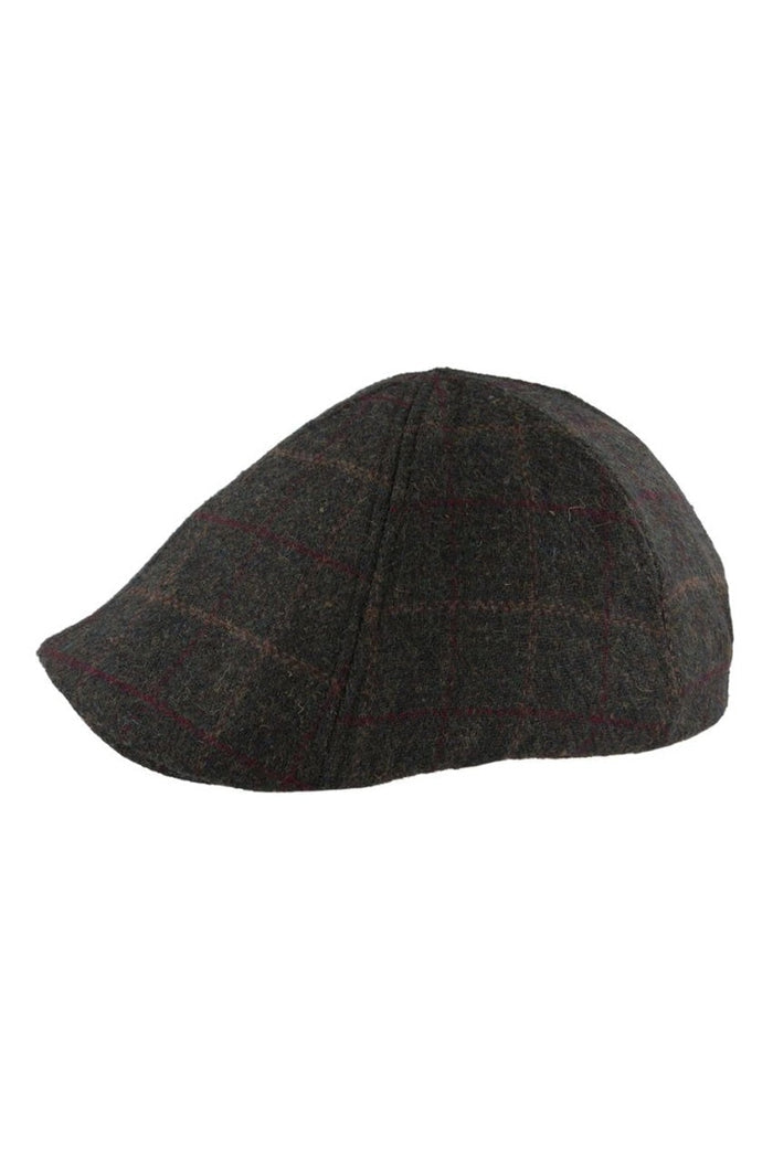 GREEN WOOL BLEND TWEED FLAT CAP