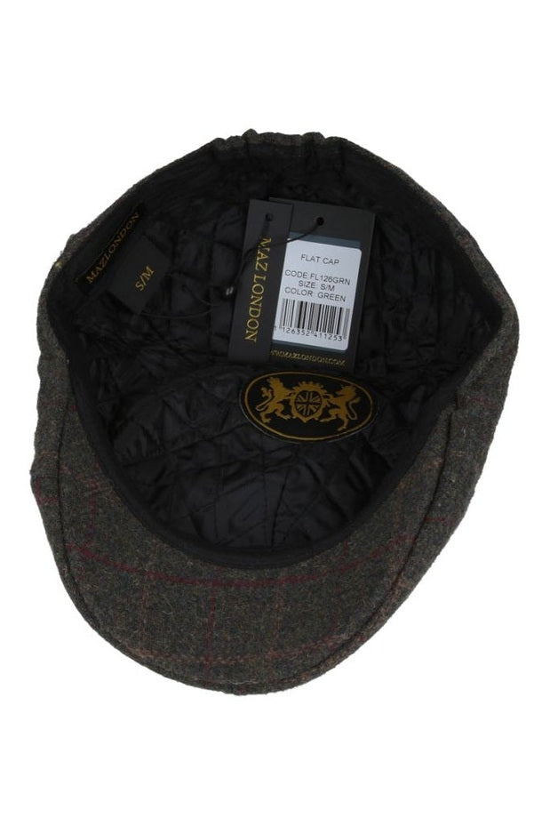 GREEN WOOL BLEND TWEED FLAT CAP