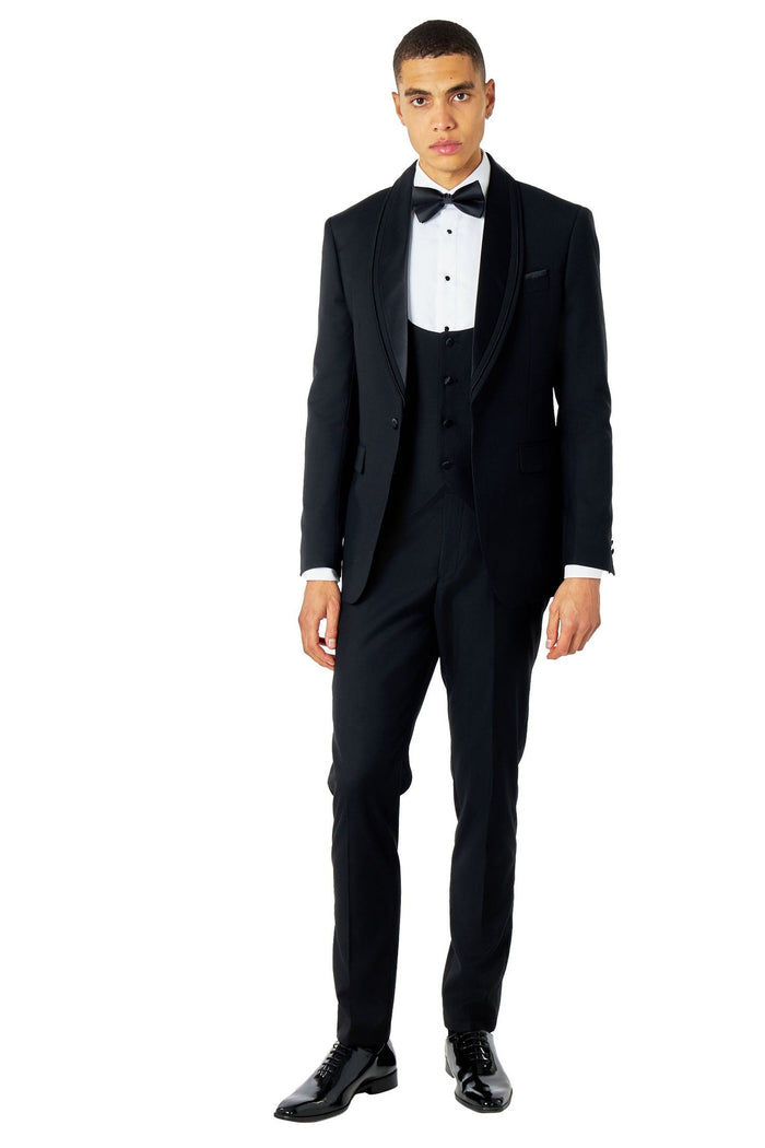GREG – THREE PIECE WEDDING TUXEDO SUIT IN BLACK