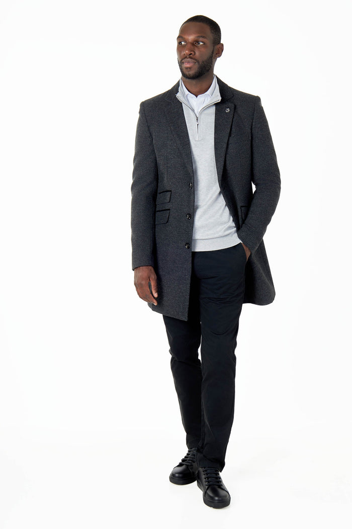 GREY 100% COTTON KNIT ZIP NECK JUMPER