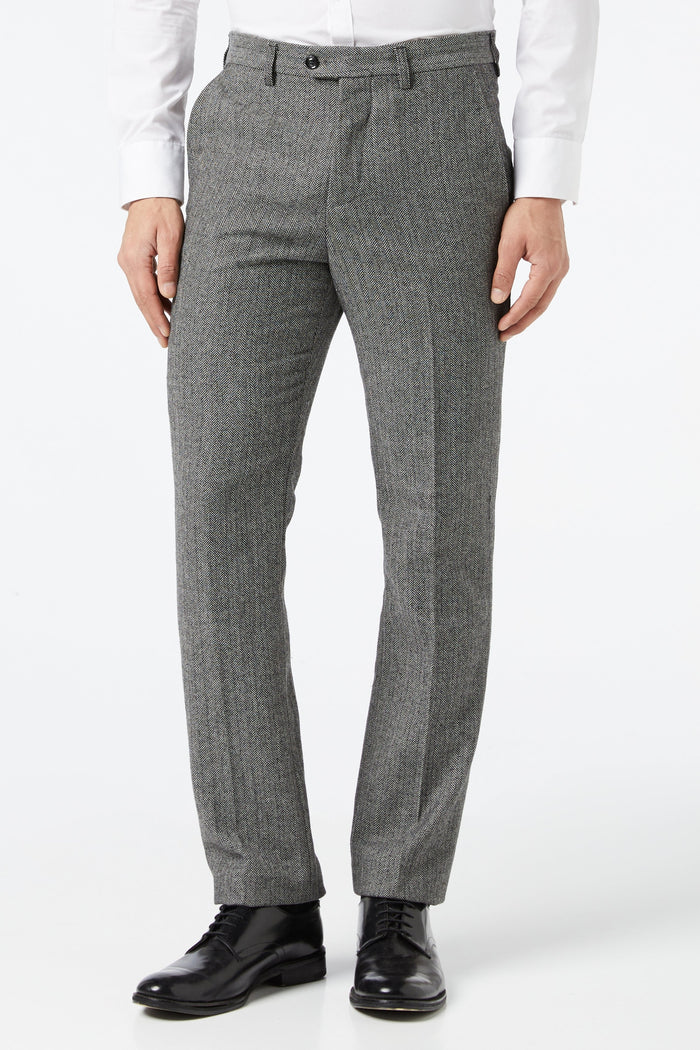Grey Herringbone Tweed Trousers