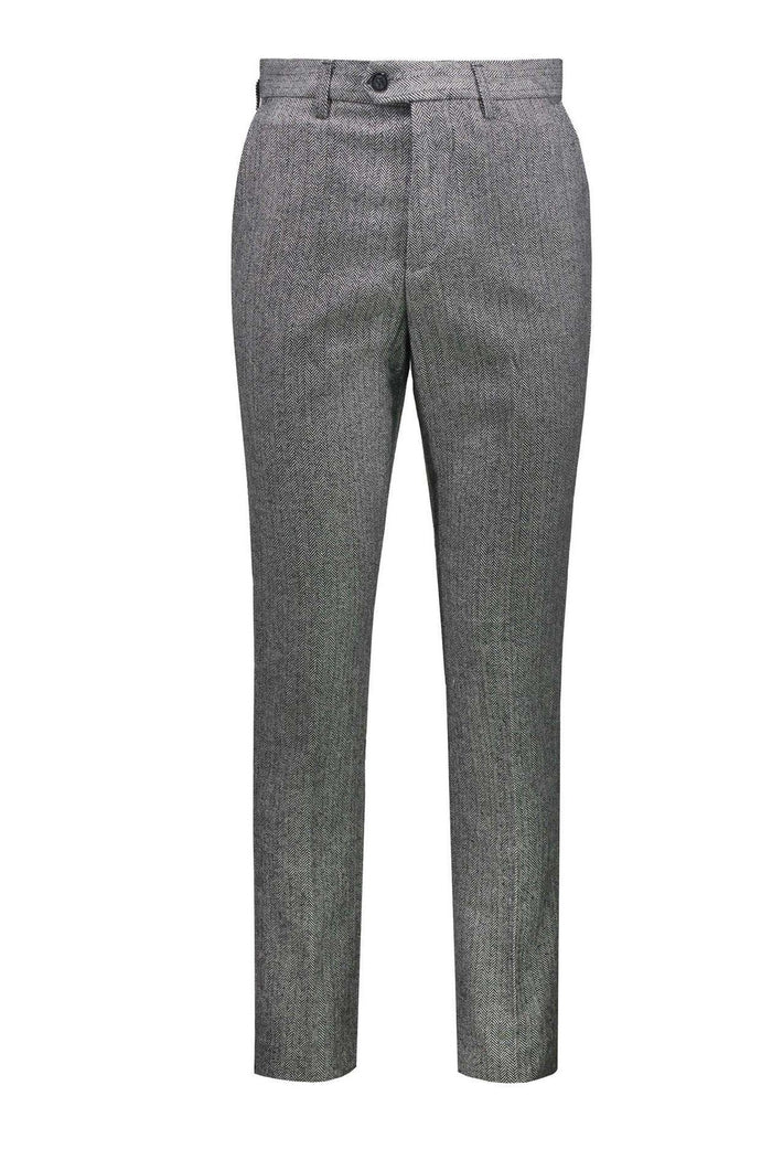 Grey Herringbone Tweed Trousers