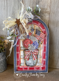 Handpainted Arch with Patriotic Florals in Mason Jar