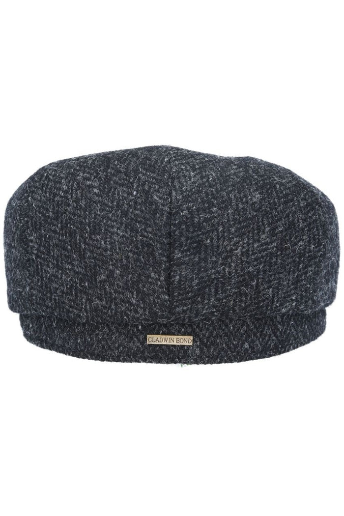 HARRIS TWEED - BLACK PURE SCOTTISH WOOL FLAT CAP