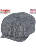 HARRIS TWEED - GREY PURE WOOL TWEED FLAT CAP