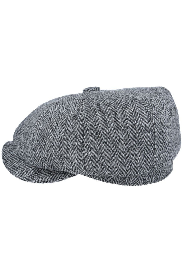 HARRIS TWEED - GREY PURE WOOL TWEED FLAT CAP
