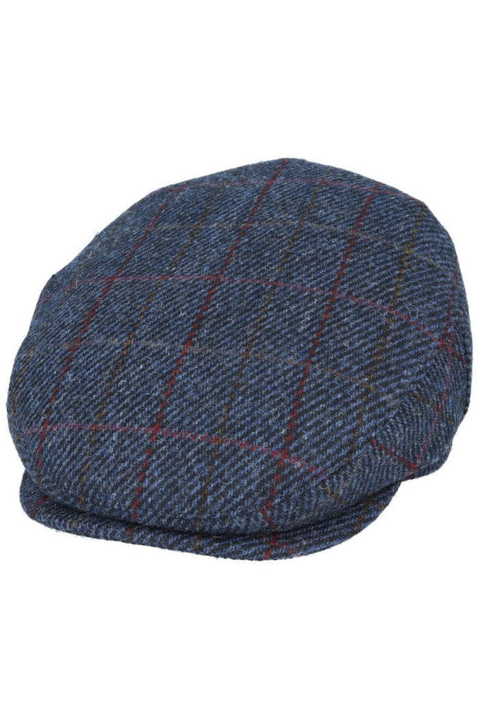 HARRIS TWEED - NAVY HERRINGBONE PURE SCOTTISH WOOL FLAT CAP