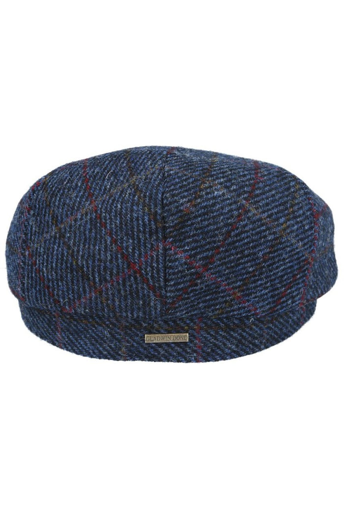 HARRIS TWEED - NAVY HERRINGBONE PURE SCOTTISH WOOL FLAT CAP