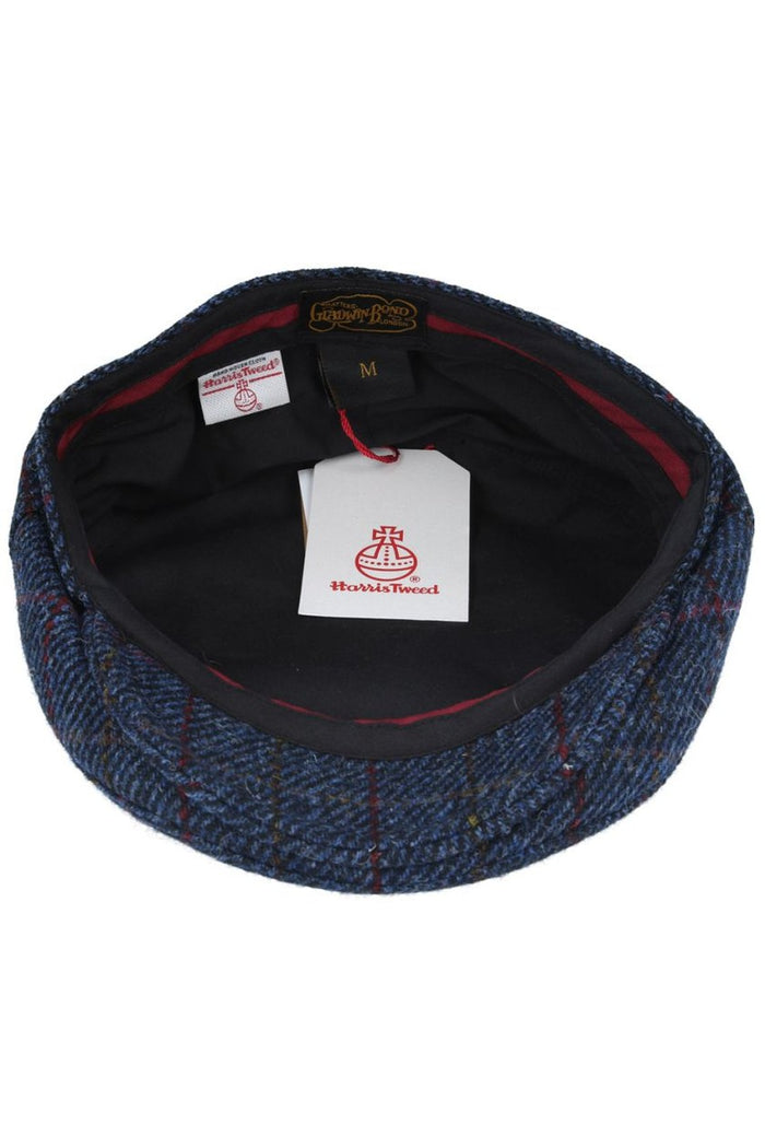 HARRIS TWEED - NAVY HERRINGBONE PURE SCOTTISH WOOL FLAT CAP
