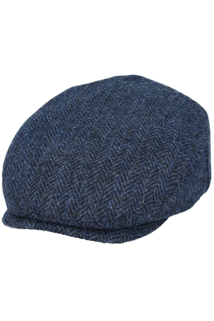 HARRIS TWEED - NAVY PURE SCOTTISH WOOL FLAT CAP