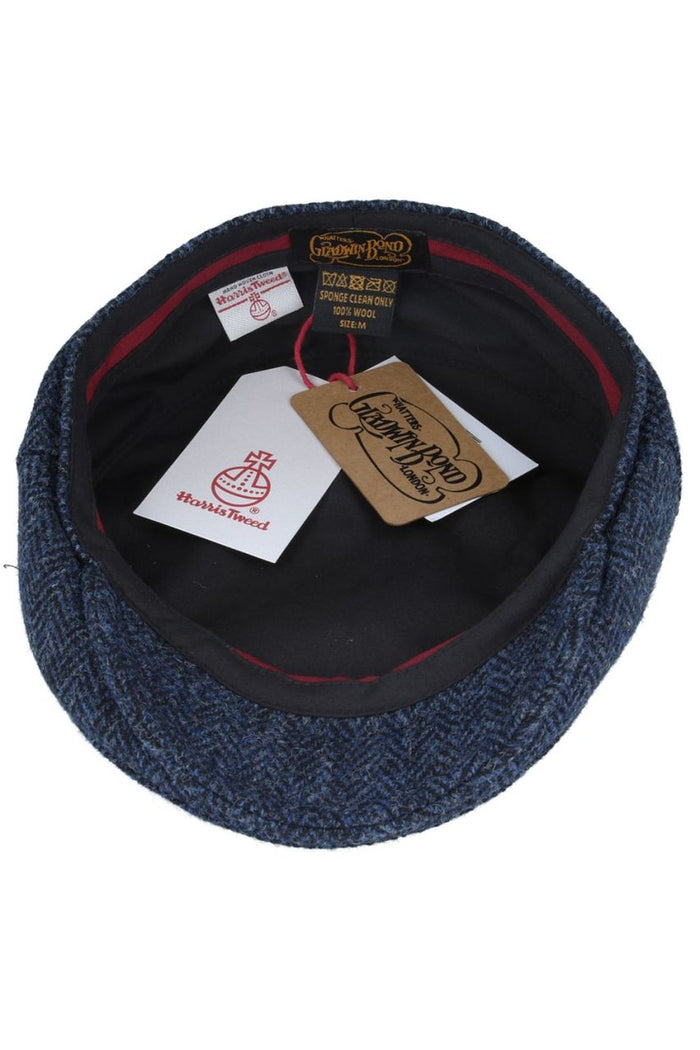 HARRIS TWEED - NAVY PURE SCOTTISH WOOL FLAT CAP