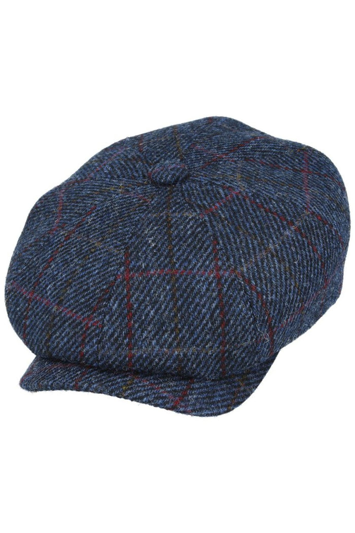 HARRIS TWEED - NAVY TWEED PURE WOOL FLAT CAP